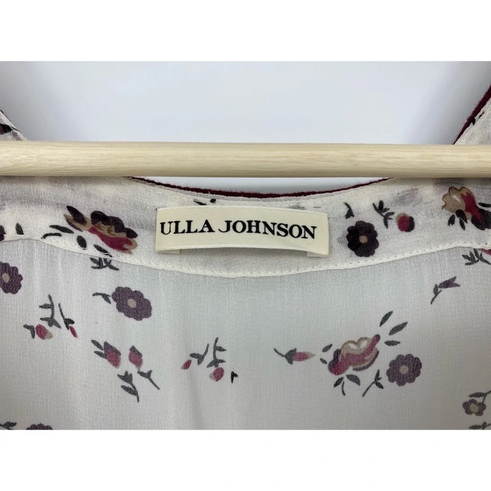Ulla Johnson Embroidered Chiffon Silk Leena Floral Print Midi Dress - Picture 7 of 13